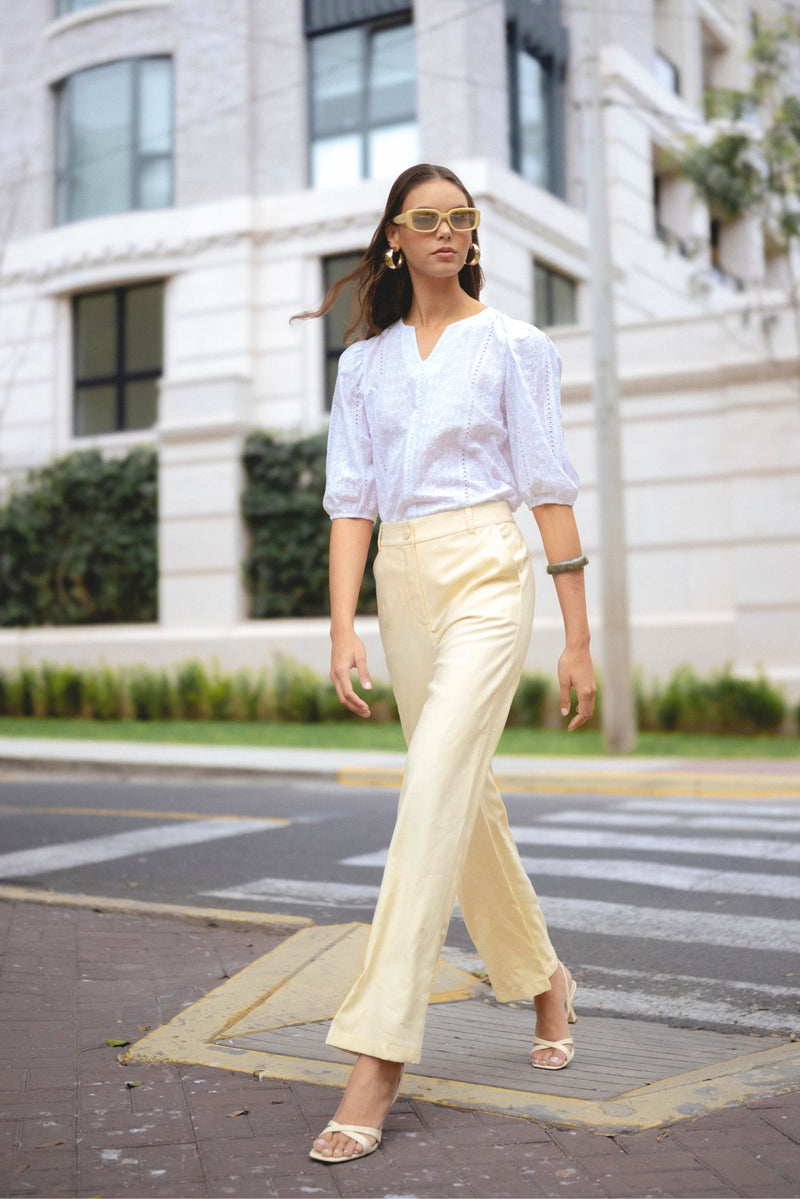 Pantalón Margot Lino Vainilla