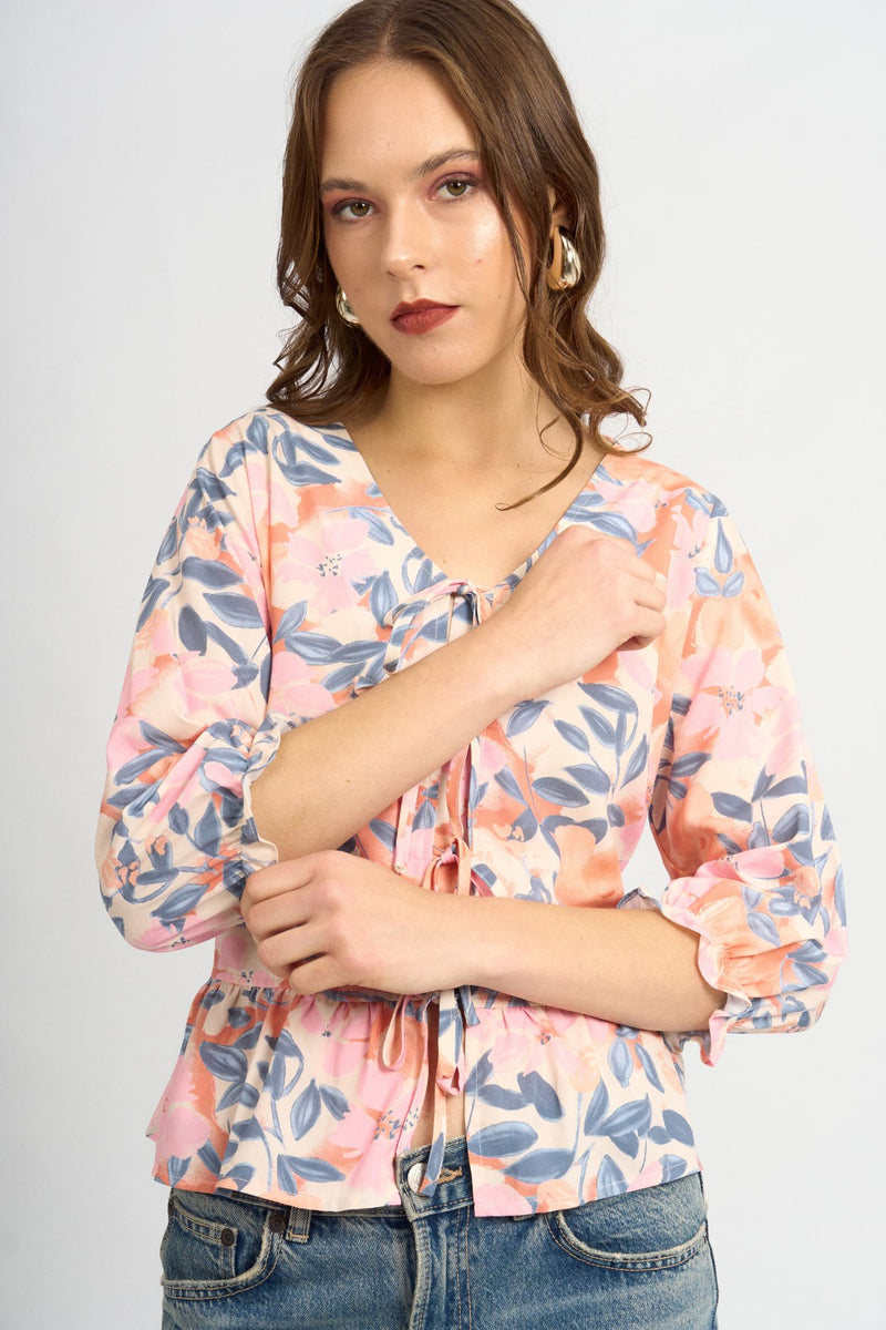 Blusa Coquette Floral Rosa