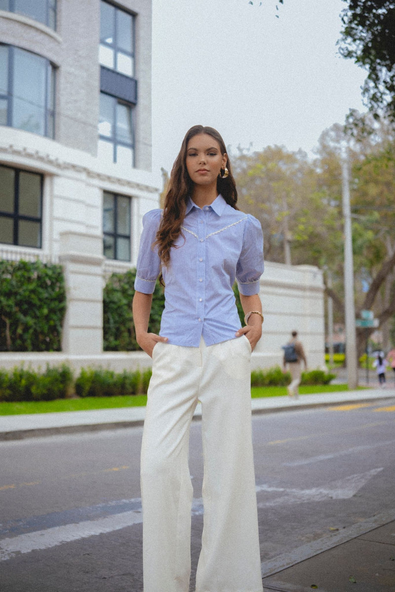 Blusa Dalila Rayas Azul