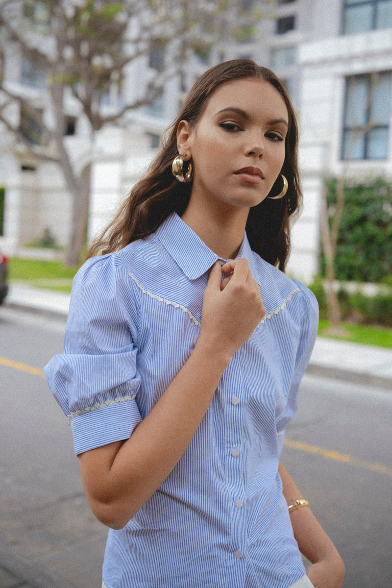Blusa Dalila Rayas Azul