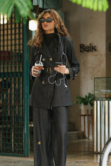 Trench Coat Denim Negro