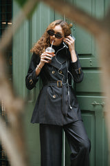 Trench Coat Denim Negro