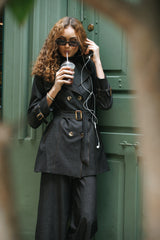 Trench Coat Denim Negro