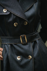 Trench Coat Denim Negro