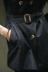 Trench Coat Denim Negro