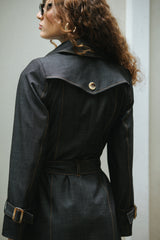 Trench Coat Denim Negro