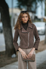 Chaqueta Biker Suede Marrón