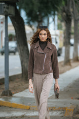 Chaqueta Biker Suede Marrón