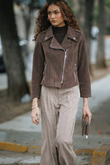 Chaqueta Biker Suede Marrón