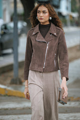 Chaqueta Biker Suede Marrón