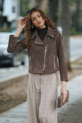 Chaqueta Biker Suede Marrón