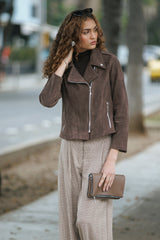 Chaqueta Biker Suede Marrón