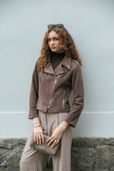 Chaqueta Biker Suede Marrón