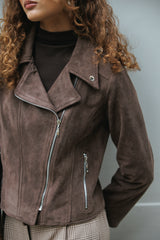 Chaqueta Biker Suede Marrón