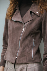 Chaqueta Biker Suede Marrón