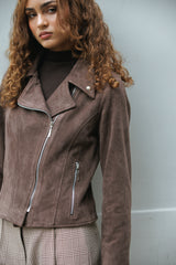 Chaqueta Biker Suede Marrón
