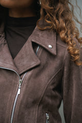 Chaqueta Biker Suede Marrón