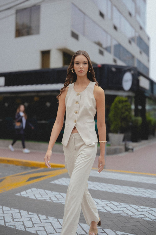 Pantalón Margot Lino Beige