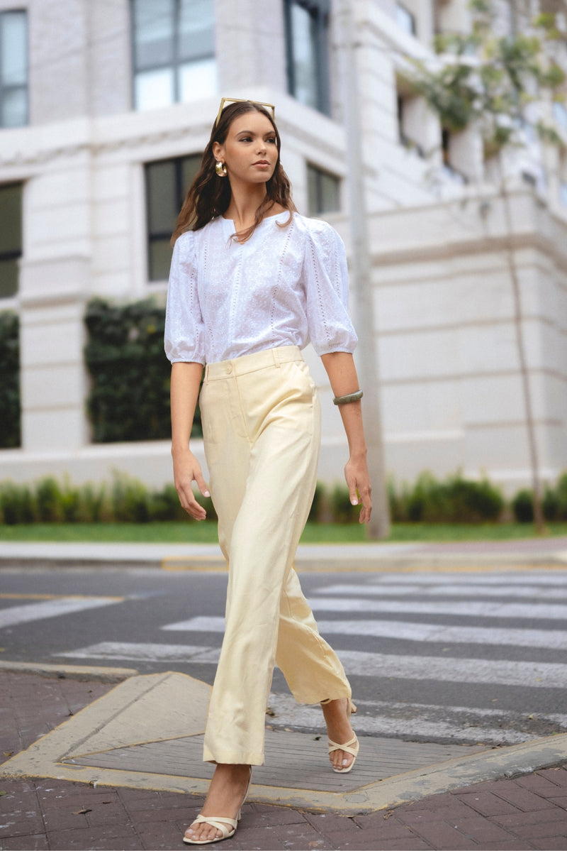 Pantalón Margot Lino Vainilla