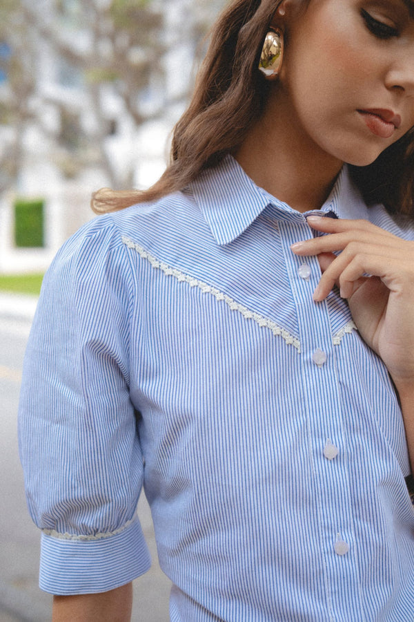 Blusa Dalila Rayas Azul