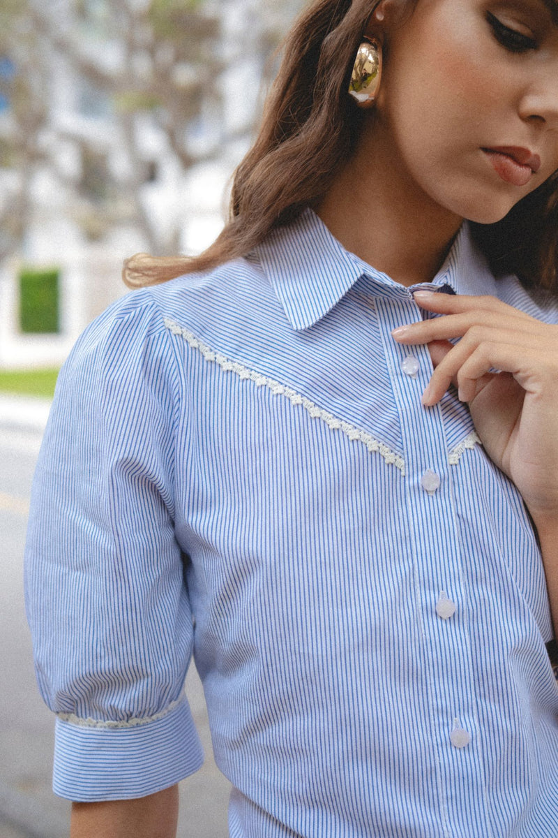Blusa Dalila Rayas Azul