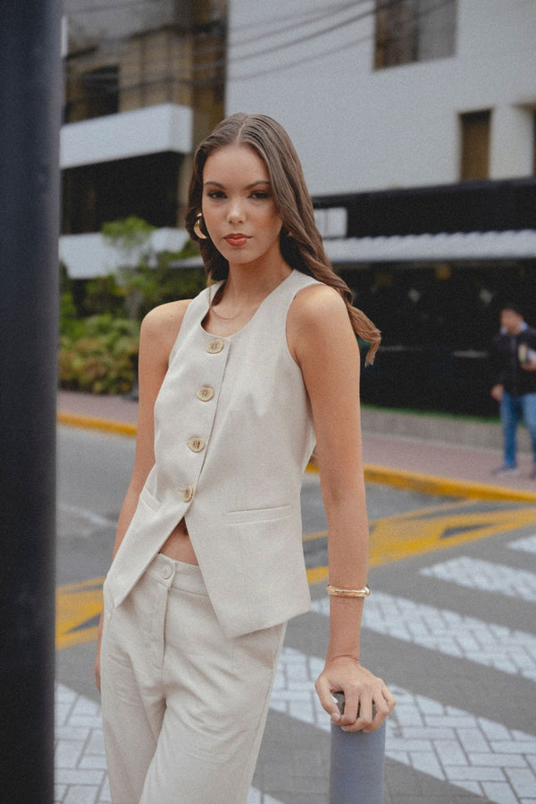 Chaleco Margot Lino Beige
