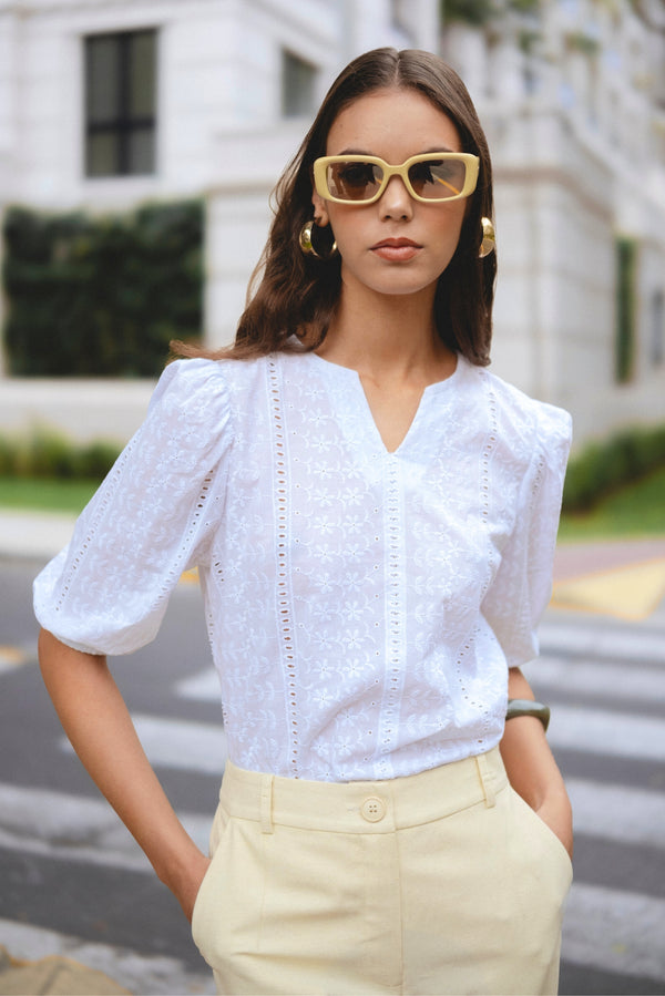 Blusa Jocelyn Broderie Blanco