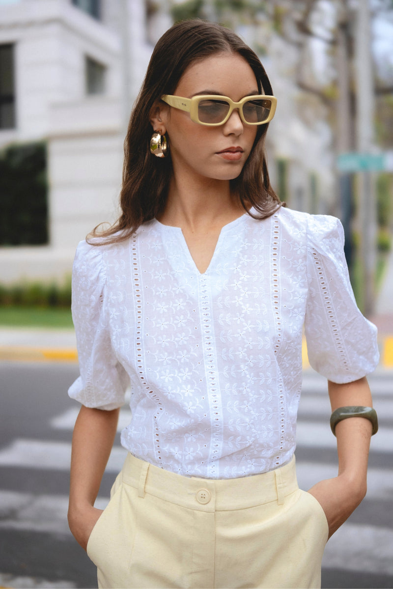 Blusa Jocelyn Broderie Blanco