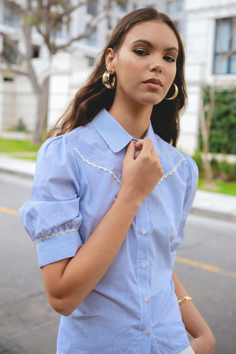 Blusa Dalila Rayas Azul