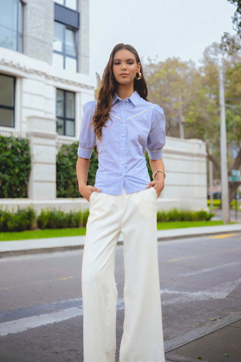 Blusa Dalila Rayas Azul