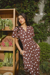 Enterizo Regina Marrón Polka Dots
