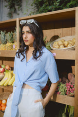 Blusa Alba Celeste Rayas