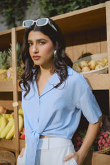 Blusa Alba Celeste Rayas
