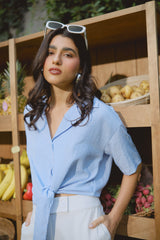 Blusa Alba Celeste Rayas