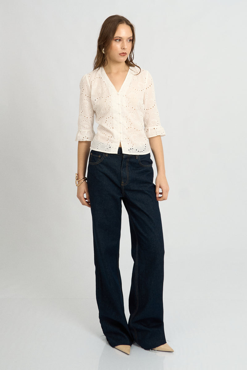 Blusa Suami Broderie Hueso