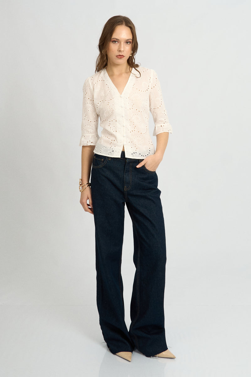 Blusa Suami Broderie Hueso