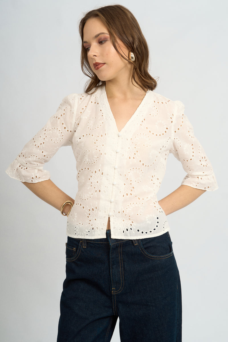 Blusa Suami Broderie Hueso