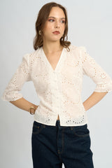 Blusa Suami Broderie Hueso