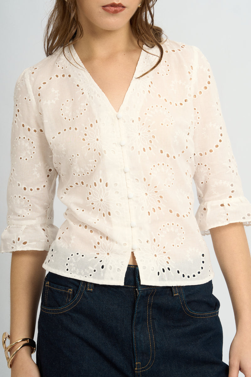 Blusa Suami Broderie Hueso