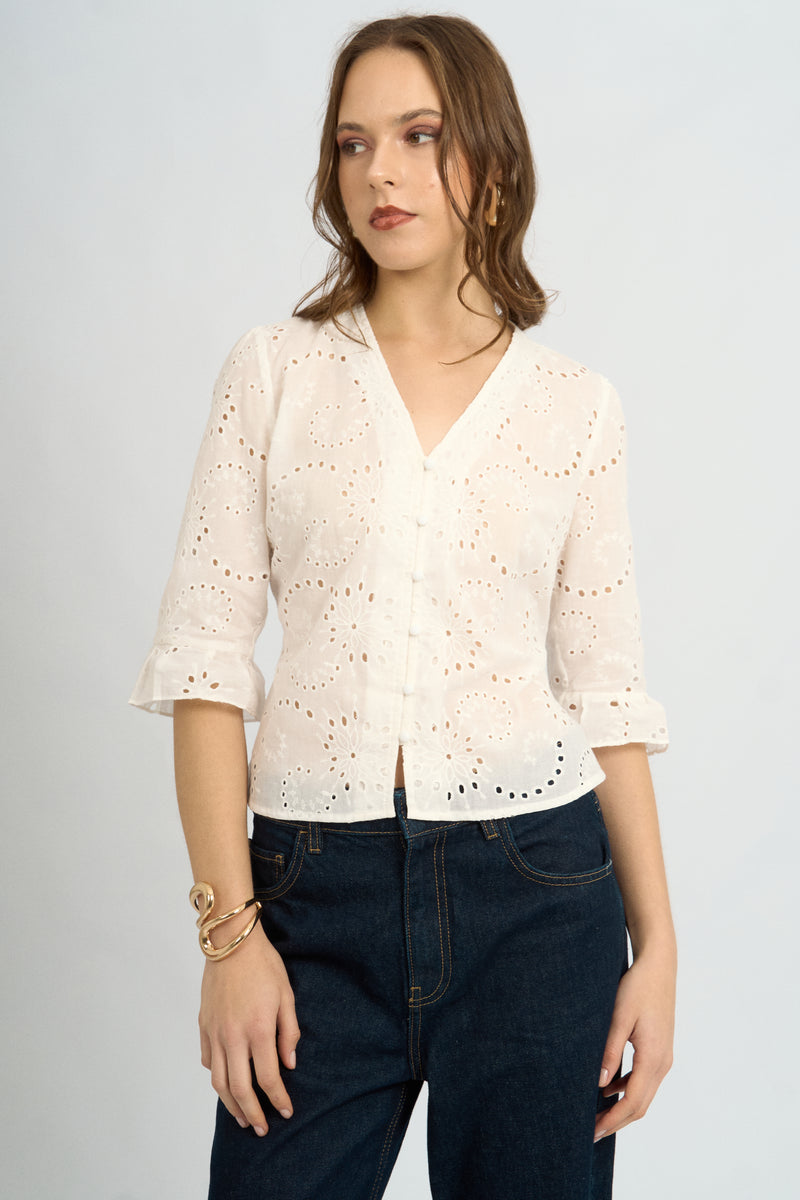 Blusa Suami Broderie Hueso