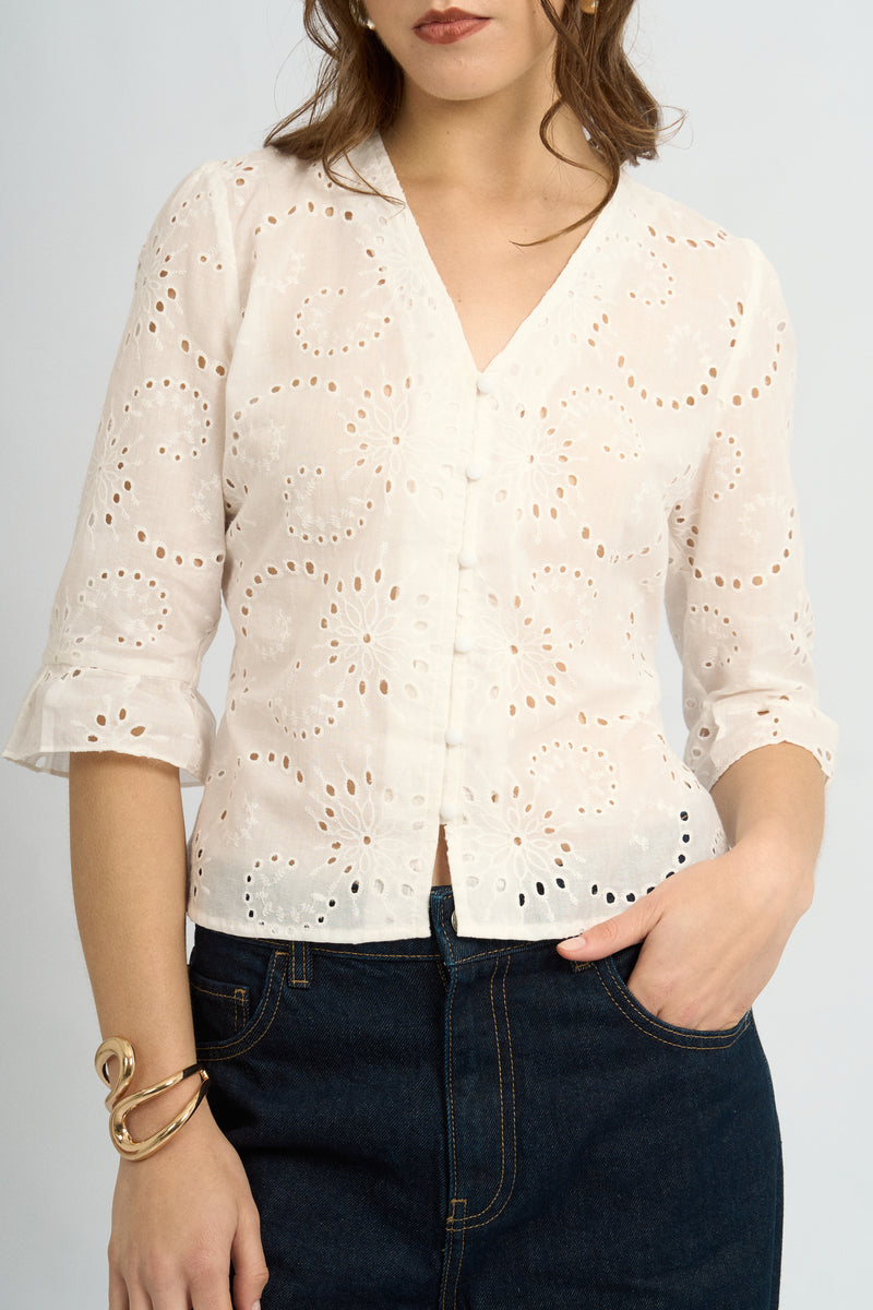 Blusa Suami Broderie Hueso