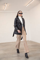 Trench Coat Cuerina Negro