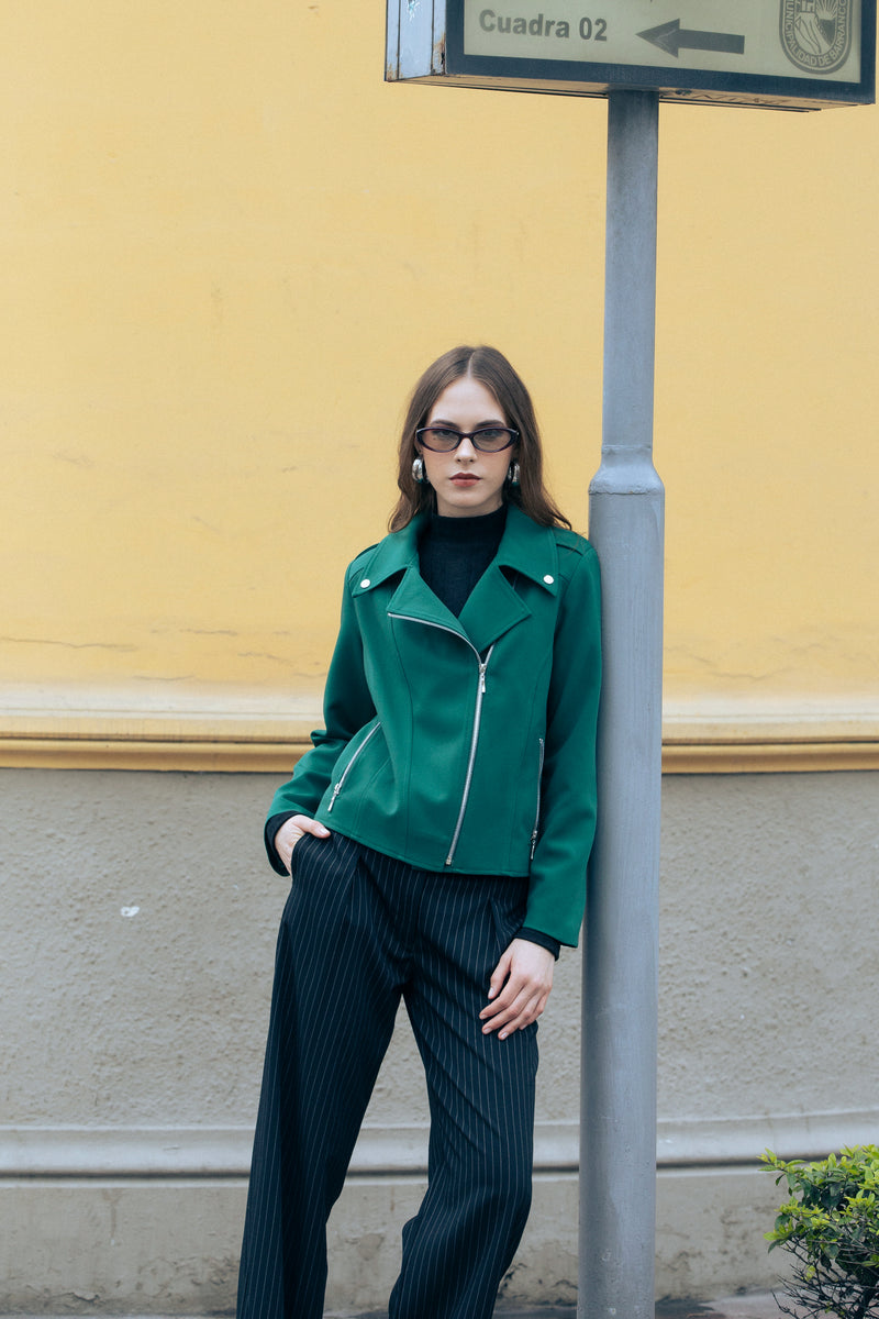 Chaqueta Biker Verde