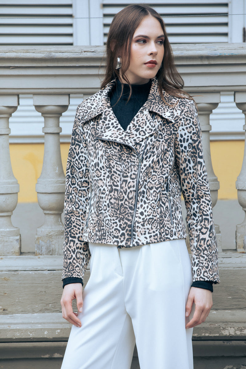 Chaqueta Biker Animal Print
