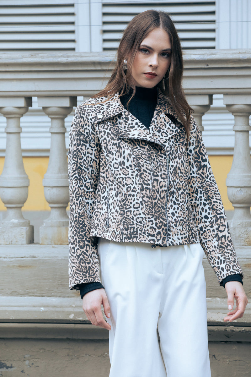 Chaqueta Biker Animal Print