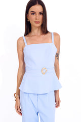 Blusa Peplum Zafiro Celeste