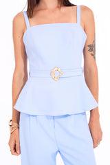 Blusa Peplum Zafiro Celeste