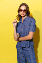 Blusa Armani Broderie Azul