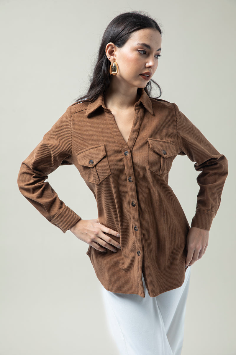 Blusa Cedria Marrón Corduroy