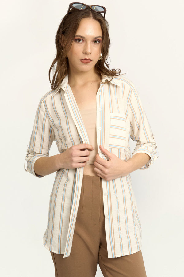 Blusa Fiorella Rayas Beige